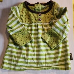 Carter's Green and Brown Long Sleeve Tee with Stripes